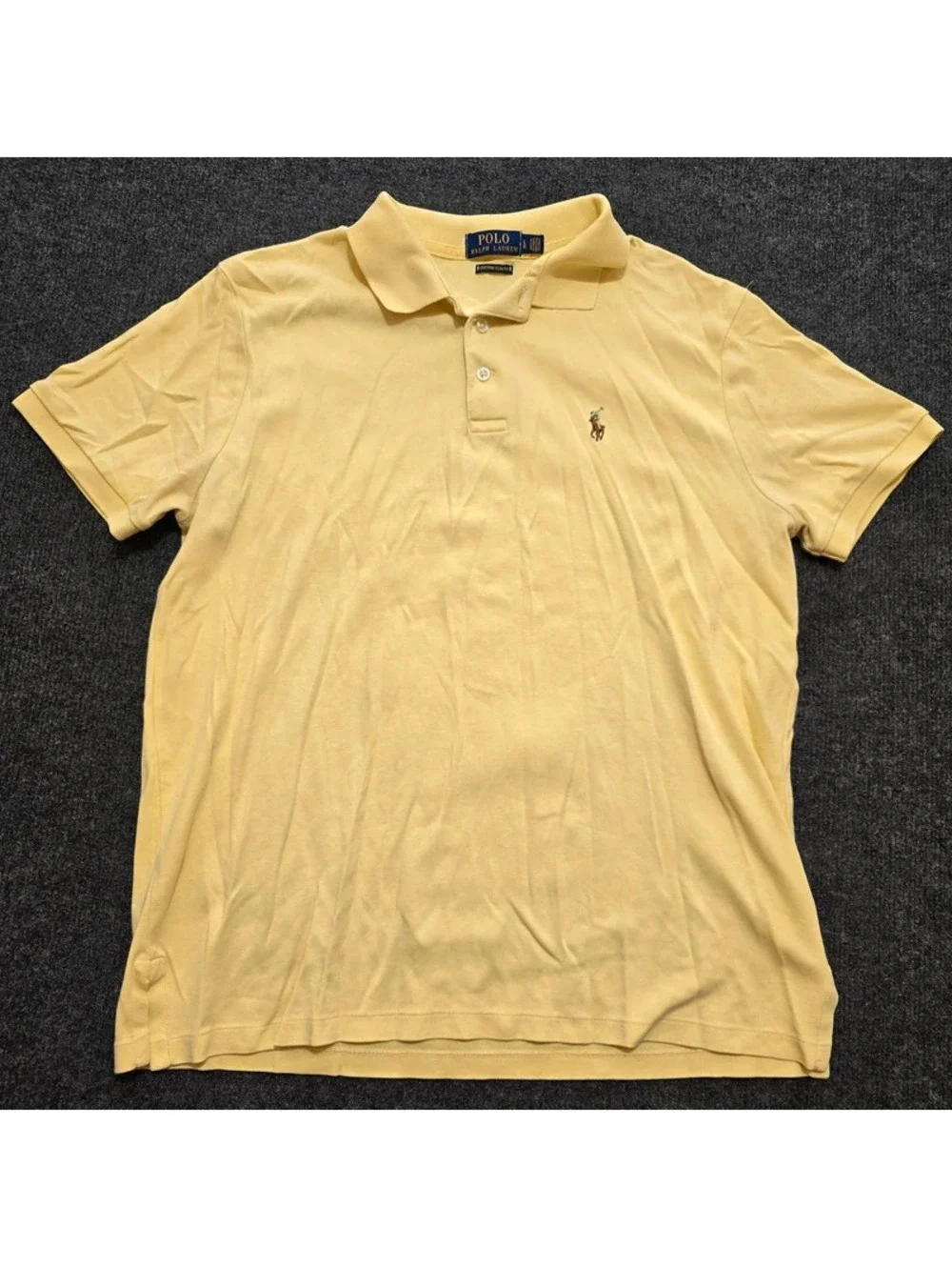 Polo Ralph Lauren Custom Slim Fit Polo Shirt Men's Large L Yellow Big Pony